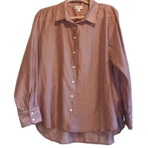 Bailey 44 L Mauve Pink Crystal Shirt Tunic Lyocell‎ Shimmer Glam Soft Girl